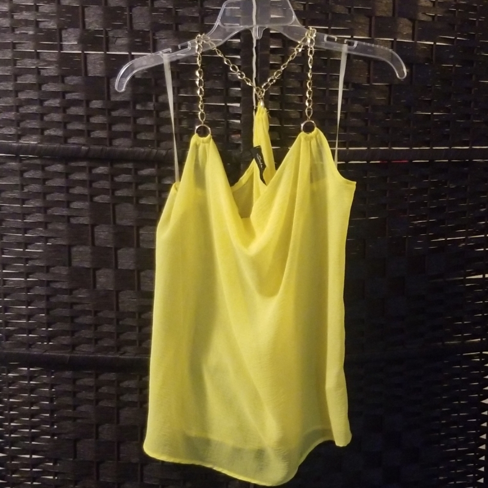 Yellow Halter with Gold Chain detail (🛍 Pick 6/$36)